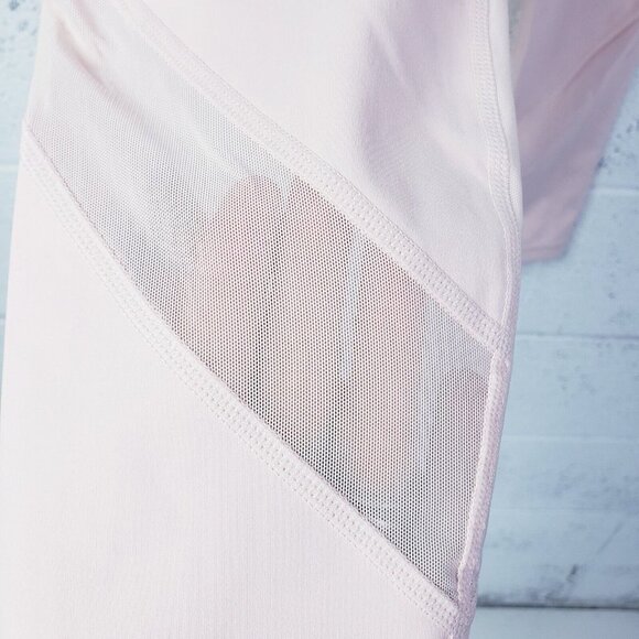 Athleta Eclipse Mesh Crop Leggings Size Medium High Rise Stretch Workout Pink - Picture 7 of 10